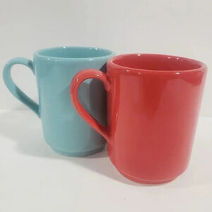 Lenox Kate Spade New York Set of  2 All in Good Taste Teal/Red Mugs.